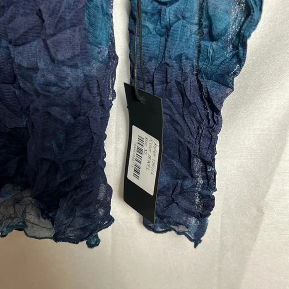 HABITAT  LIV blouse,women NEW! XS Blue,gauzy,crinkle,sheer,mesh,cowl - Picture 7 of 15
